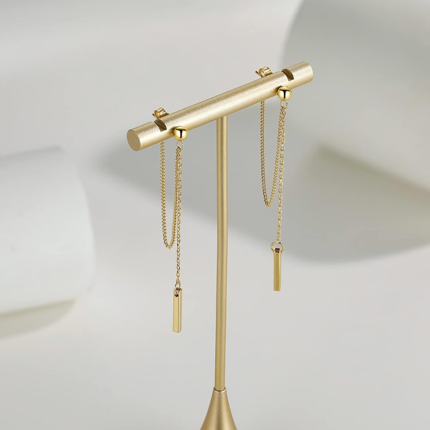 Chain Earrings for Women 18K Gold Plated Dainty Bar Drop Dangle Hypoallergenic Line Dangly Jewelry Gift for Teen Girls