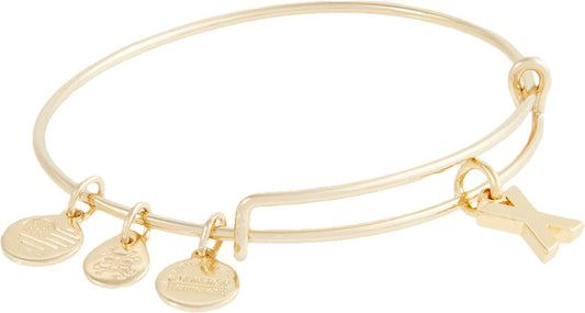 Alex and Ani Expandable Bangle for Women, Initials A to Z Letter Charms, Shiny Finish, 2 to 3.5 in