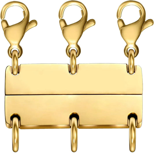 Magnetic Layering Clasp - Gold & Silver Multi-Necklace Connector for Layered Look