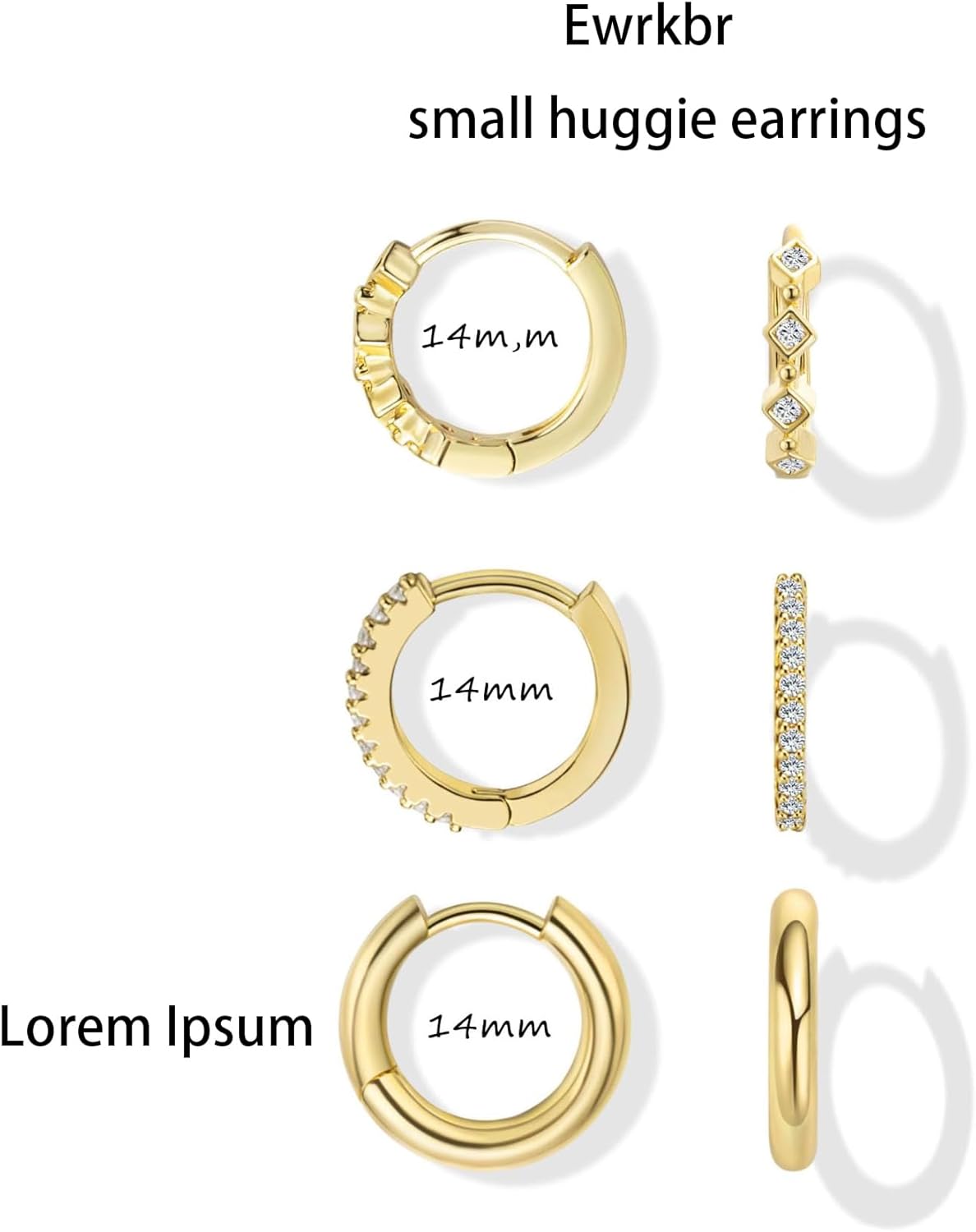 Gold Earrings for Women, 14k Gold Plated Dangle Huggie Earrings for Women Trendy Dainty Gold Hoop Earring Stacks