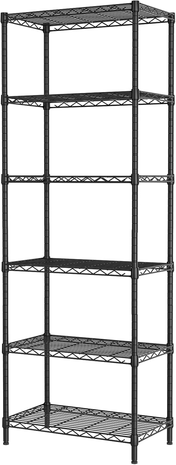 6 Tier Adjustable Storage Shelf Wire Shelving Unit Metal Shelves Standing Closet Bathroom Organizers