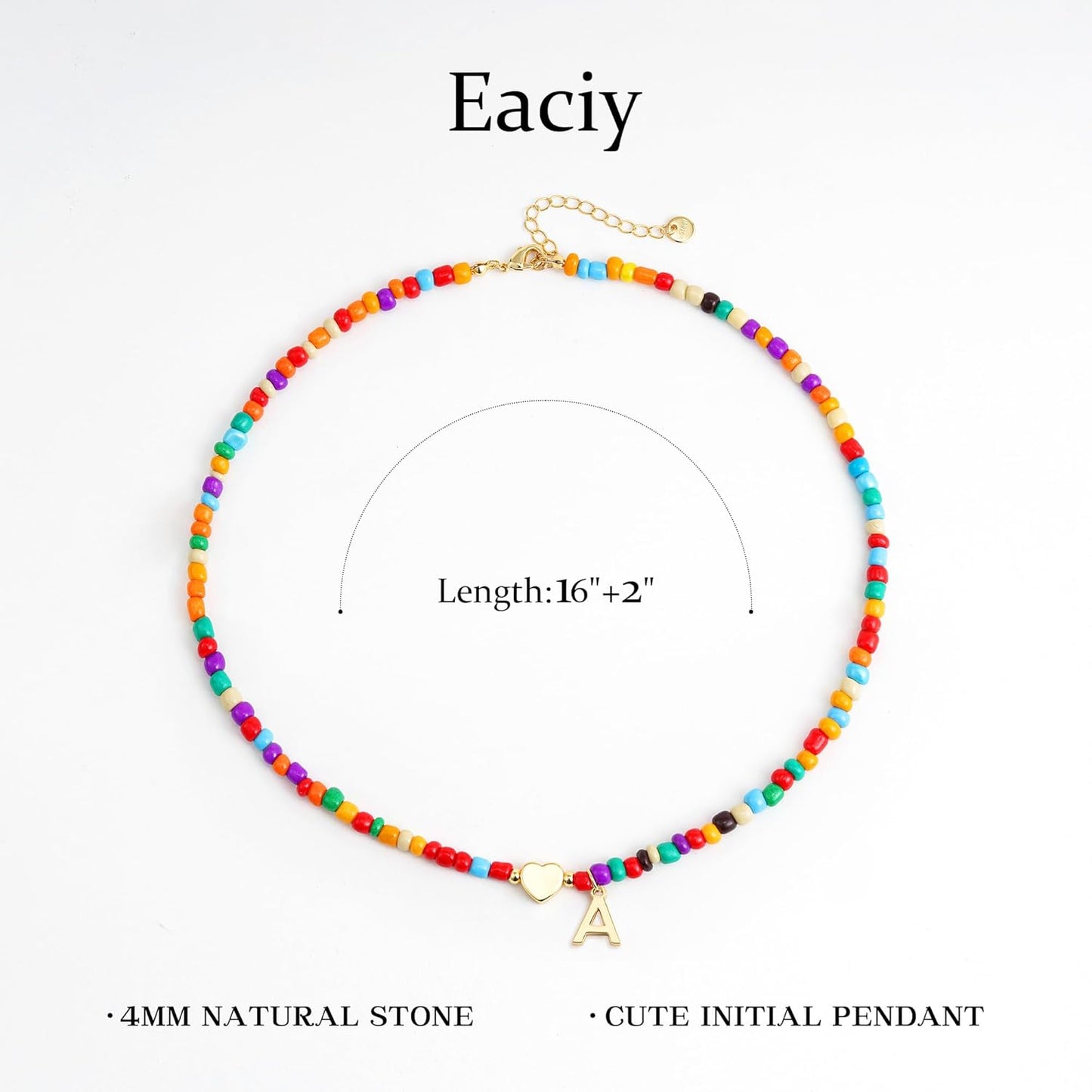 Colorful Beaded Initial Necklace for Girls & Women - Dainty Choker, Perfect Gift for Teens