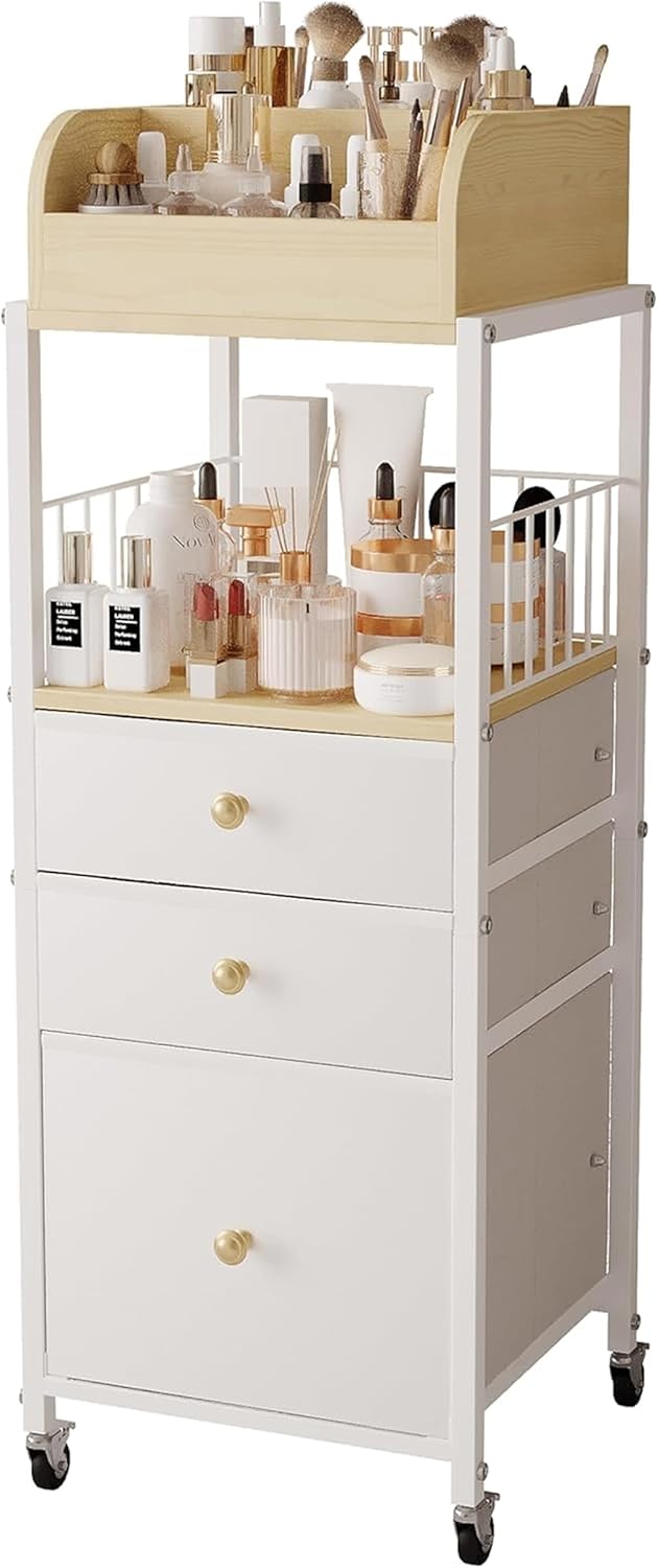 Makeup Organizer Cart with Drawers, Floor Skincare Organizers Make Up Organizers