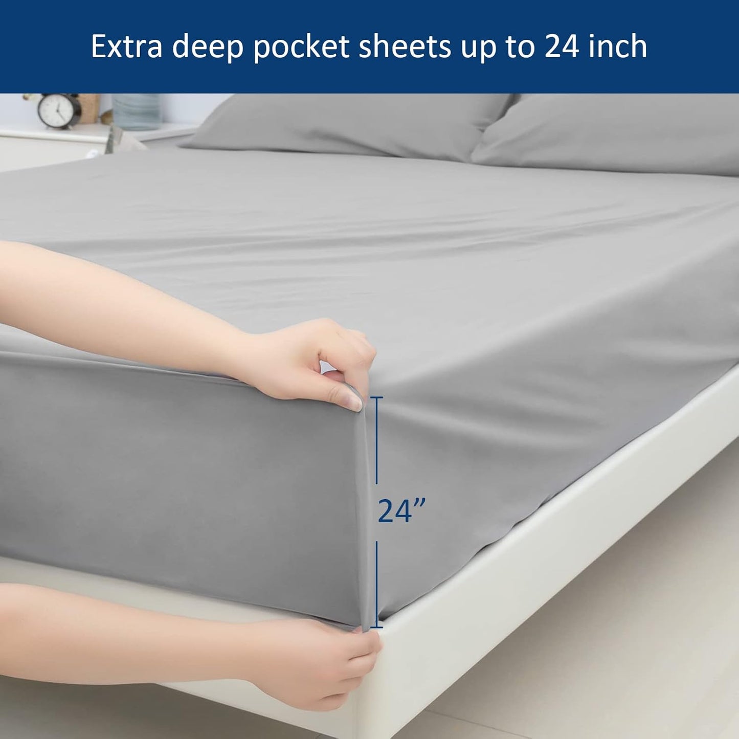Extra Deep Pocket Queen Sheet Sets for Air Mattress - Sheets with Pocket on Side