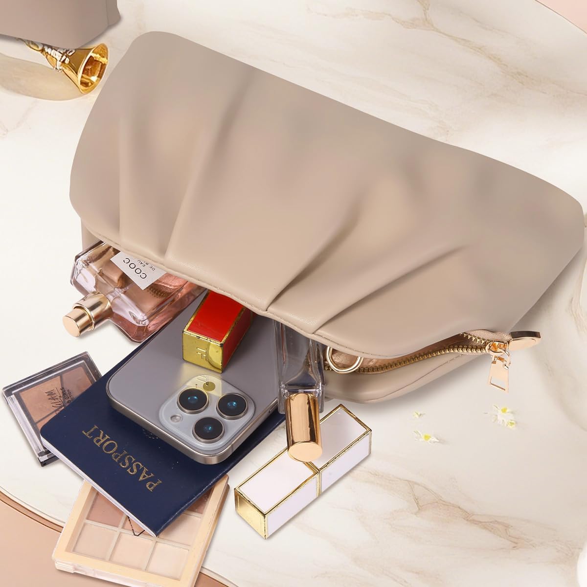 Clutch Purse for Women Soft Pleated PU Wedding Clutch, Elegant Evening Bag for Galas, Proms,Cocktail Parties