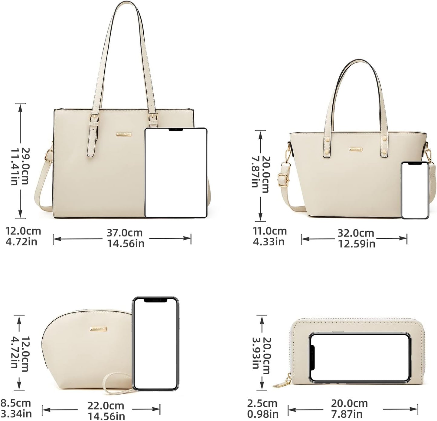 4Pcs Women Fashion Synthetic Leather Handbags Tote Bag Shoulder Bag Top Handle Satchel Purse Set