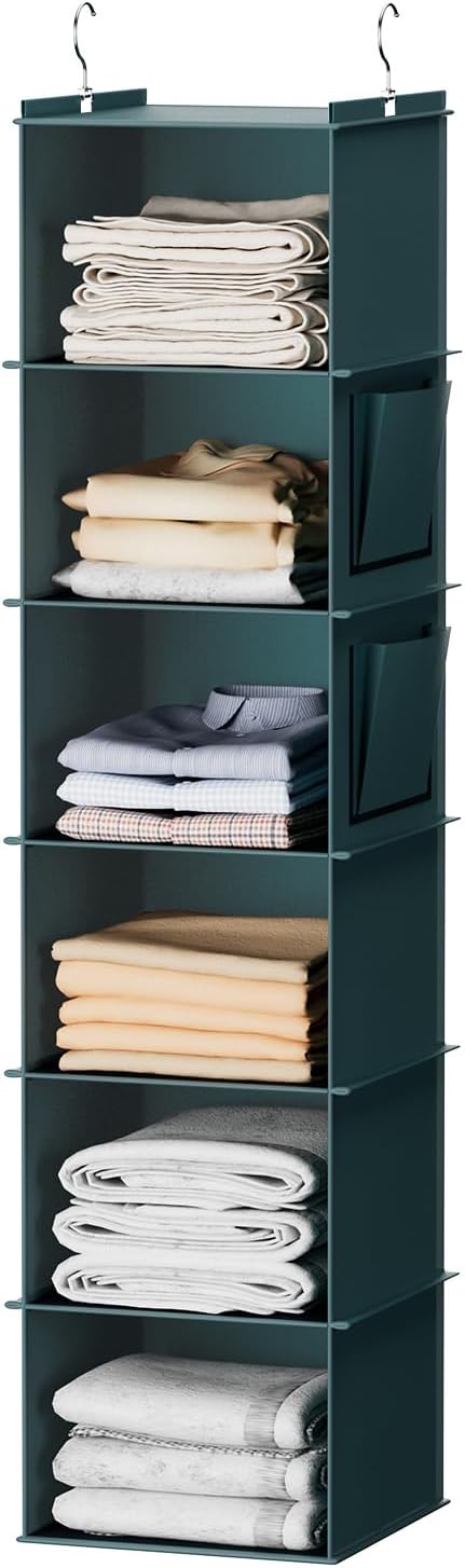 Hanging Closet Organizer and Storage, 6-Shelf Closet Hanging Storage Shelves