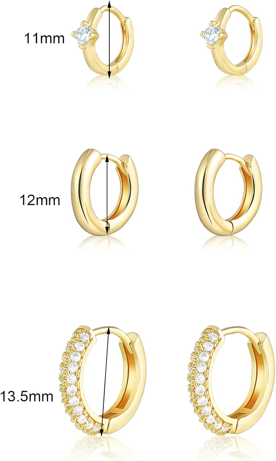 Gold Chunky Hoop Earrings Set for Women, 14K Gold Plated Twisted Huggie Hoop Earring, Thick Open Hoops Set Lightweight