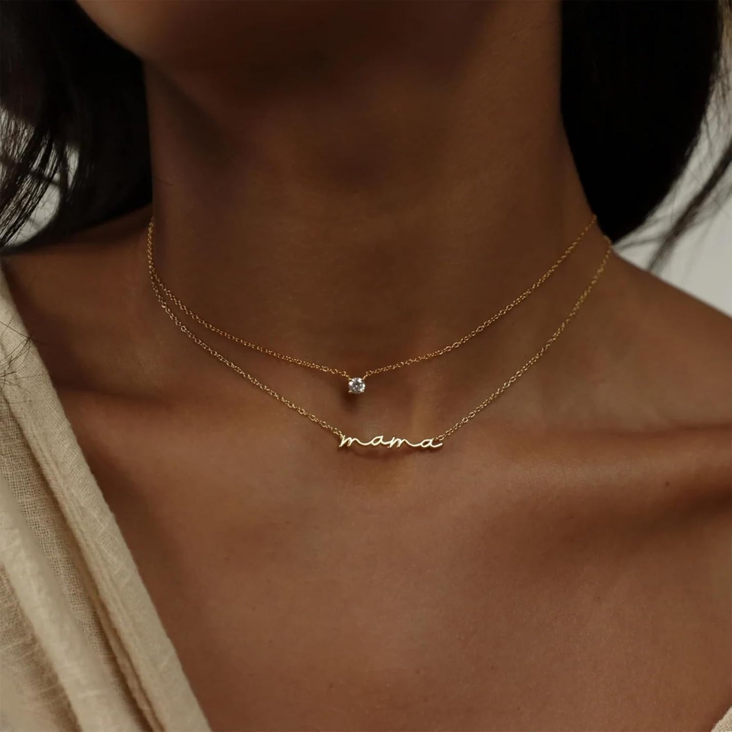 Adjustable Mama Necklace - For New Moms/Grandmas, Hypoallergenic Layered Chain, Thoughtful Mother's Day & Birthday Gift