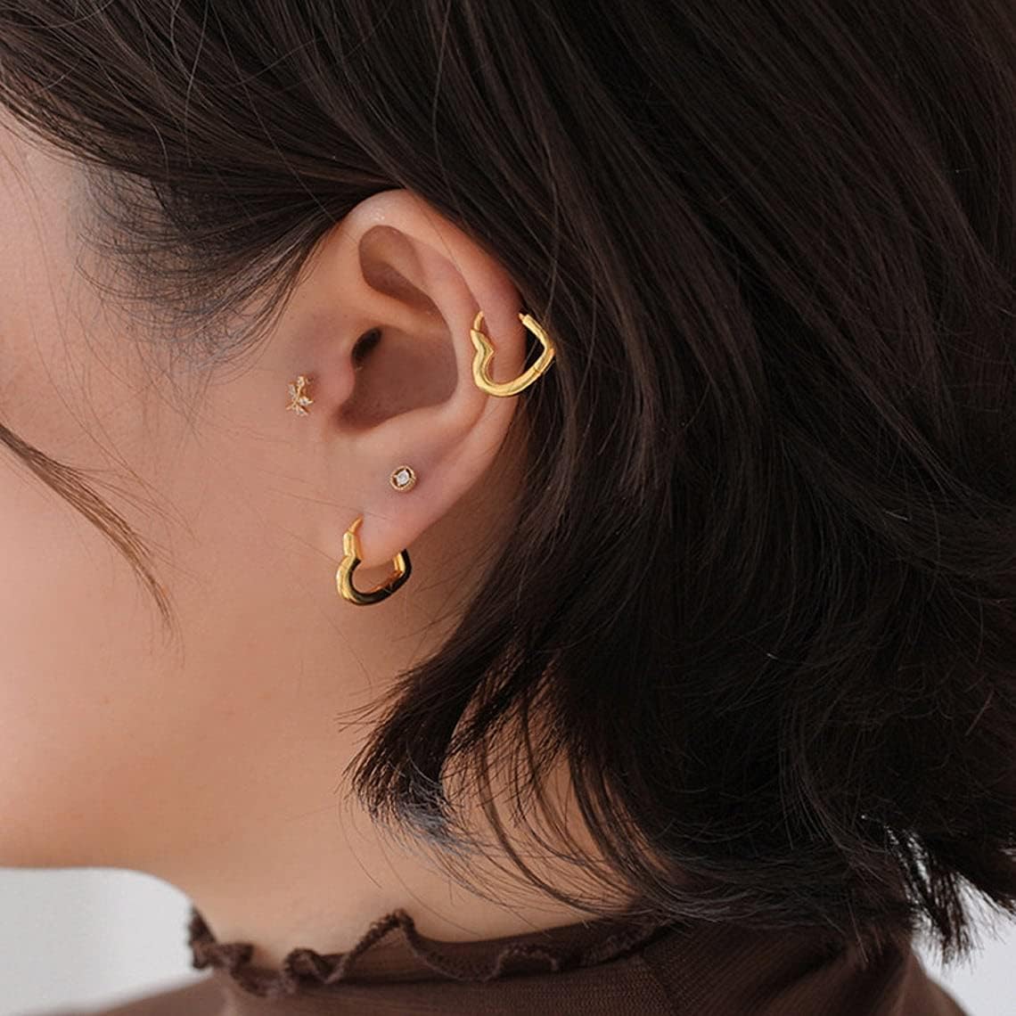 3 Pairs Small Huggie Hoop Earrings Set 14K Gold Hypoallergenic Lightweight Huggie Hoops Earrings for Women Girls
