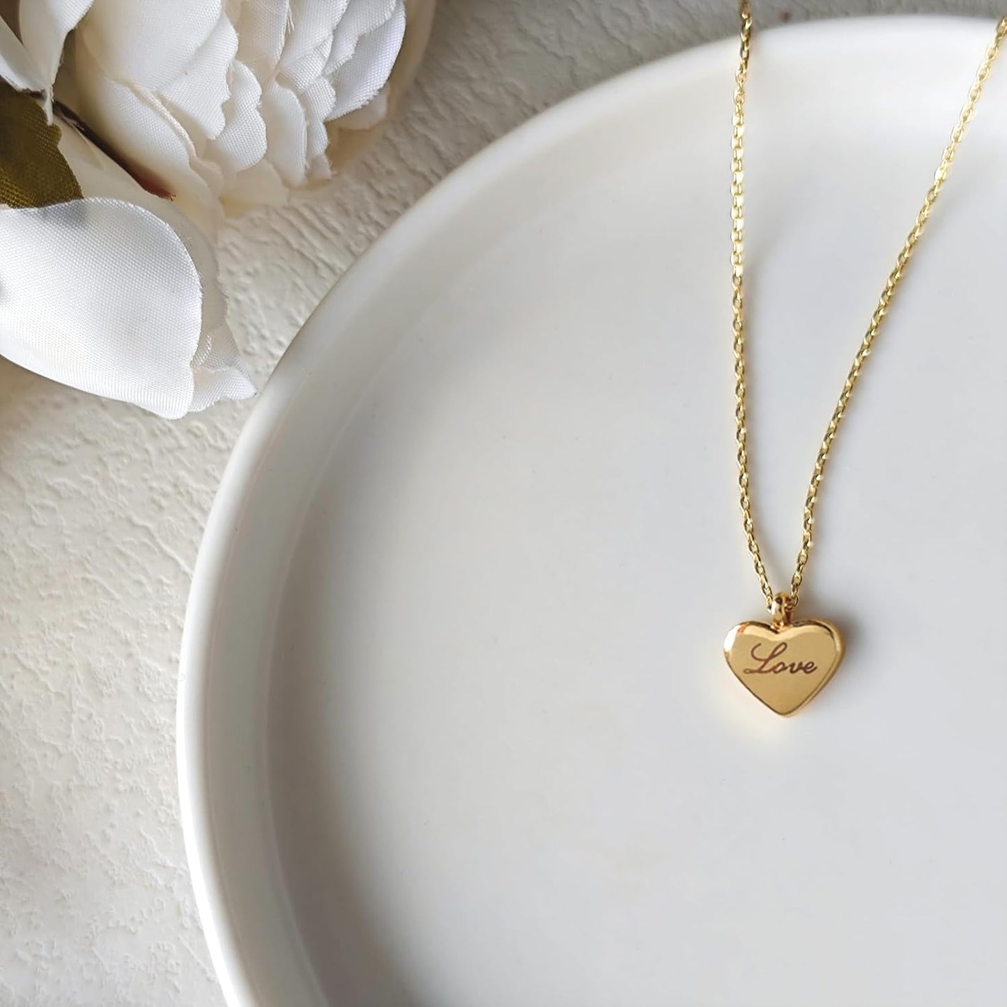 Heart Necklace: 18K Gold/Silver Plated Tiny Pendant, Dainty Valentine's Gift For Women & Teens