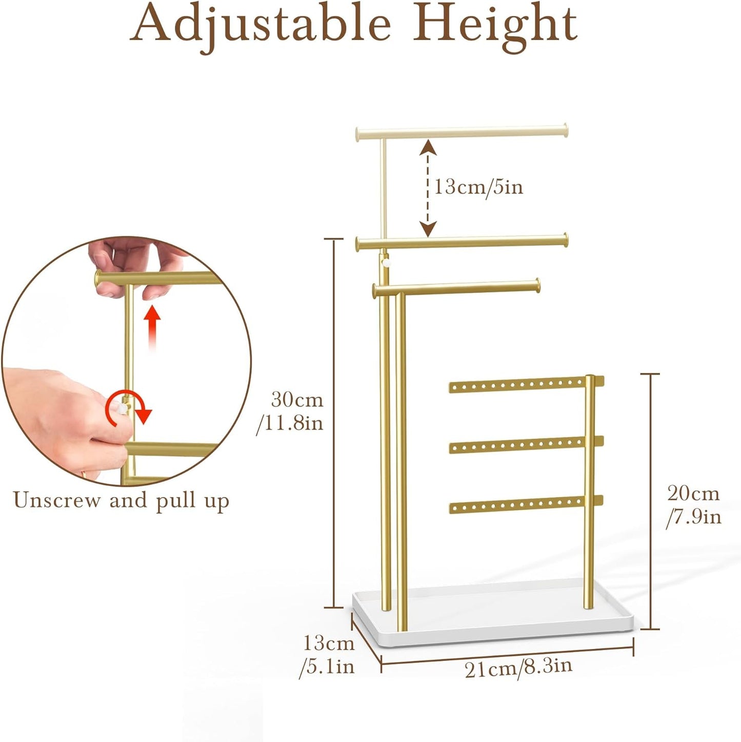 Adjustable Sturdy Jewelry Hanger for Necklaces, Earrings, Bracelets, Rings, Jewlery Display and Storage