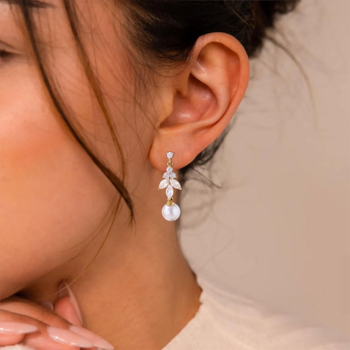 14K Gold Plated Butterfly Dangle Earrings for Women - Dainty, Trendy, CZ Drop Earrings - Simple Long Dangling Jewelry