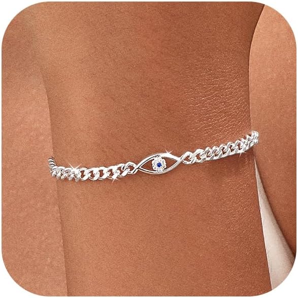Dainty Gold Bracelet for Women 18K Gold Plated Tennis Evil Eye Cross Bracelet Trendy Classic Festival Jewelry Gifts