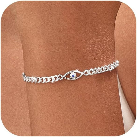 Dainty Gold Bracelet for Women 18K Gold Plated Tennis Evil Eye Cross Bracelet Trendy Classic Festival Jewelry Gifts