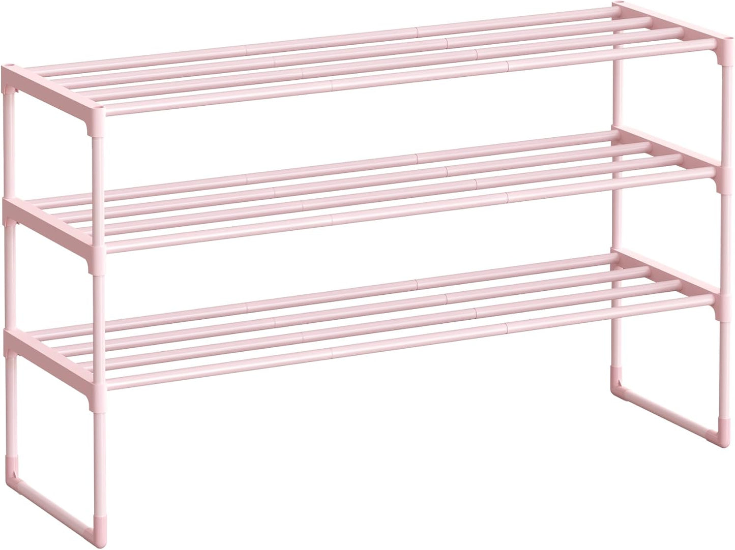 3-Tier Shoe Organizer, Metal Storage Shelf, for 16-20 Pairs, Stackable, for Entryway