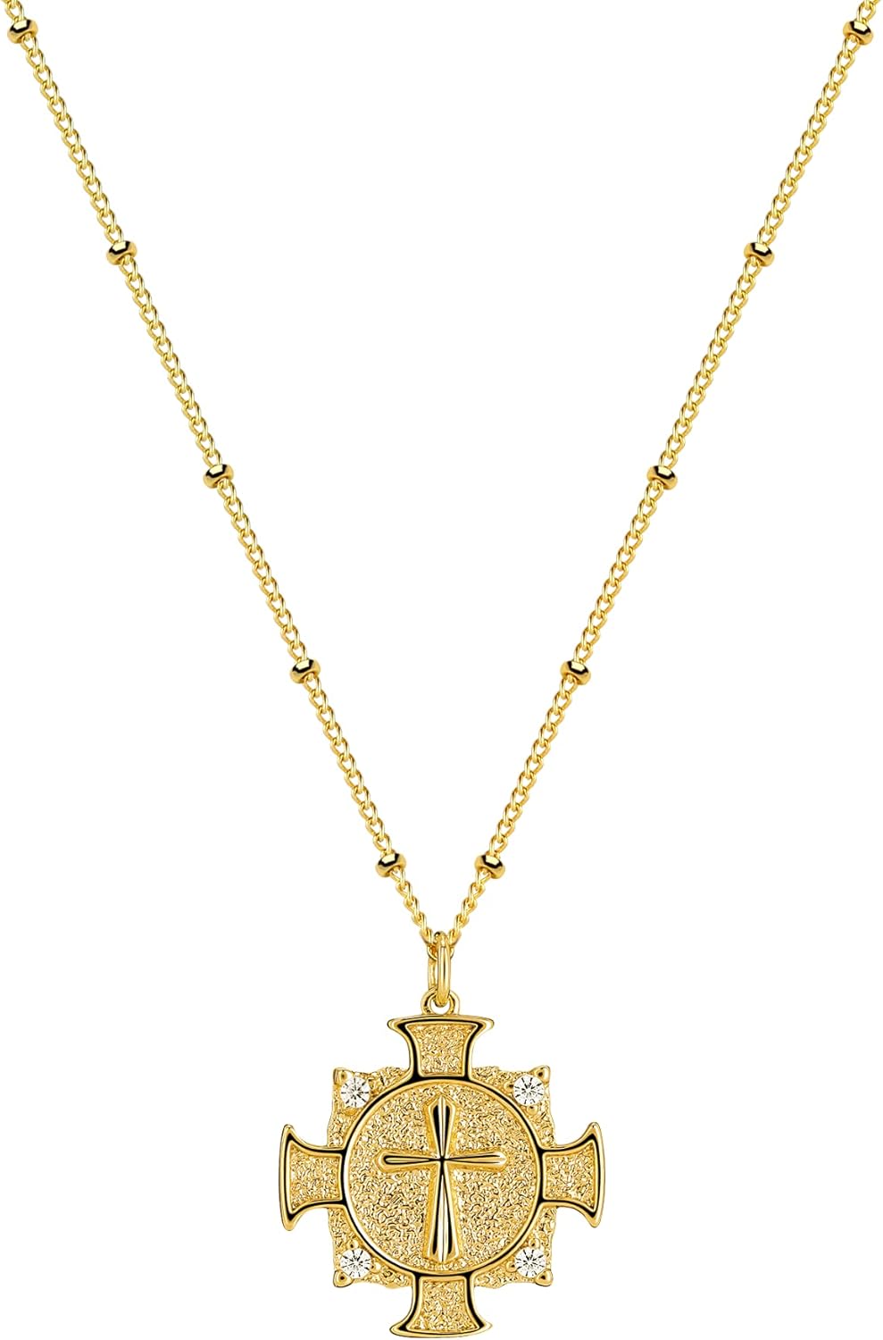 Cross Necklace 14K Plated Dainty Chain, Minimalist Faith Pendant Religious Prayer Jewelry Gift