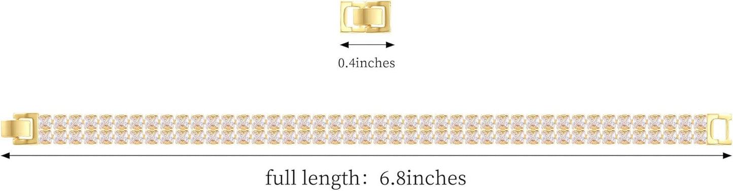 14K Gold Plated Tennis Bracelet for Women – Classic CZ Link Design, Fits 6.0"–7.2" Wrists – Stylish Sparkling Jewelry Gift