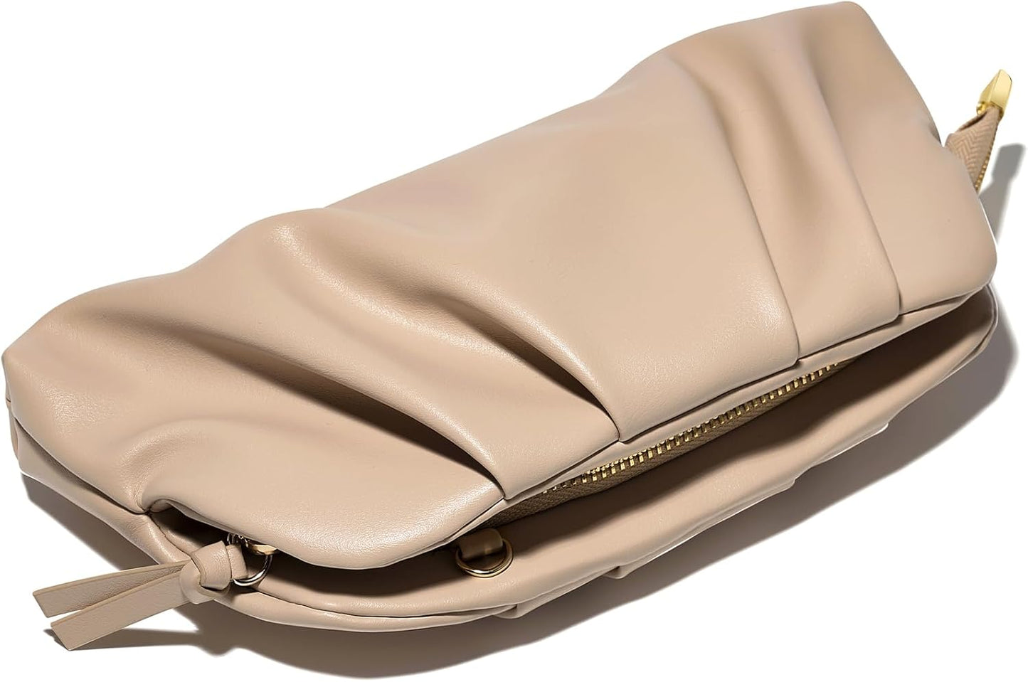 Dressy Vegan Leather Clutch Purse for Women Formal, Soft Pleated PU Evening Clutch for Weddings, Proms