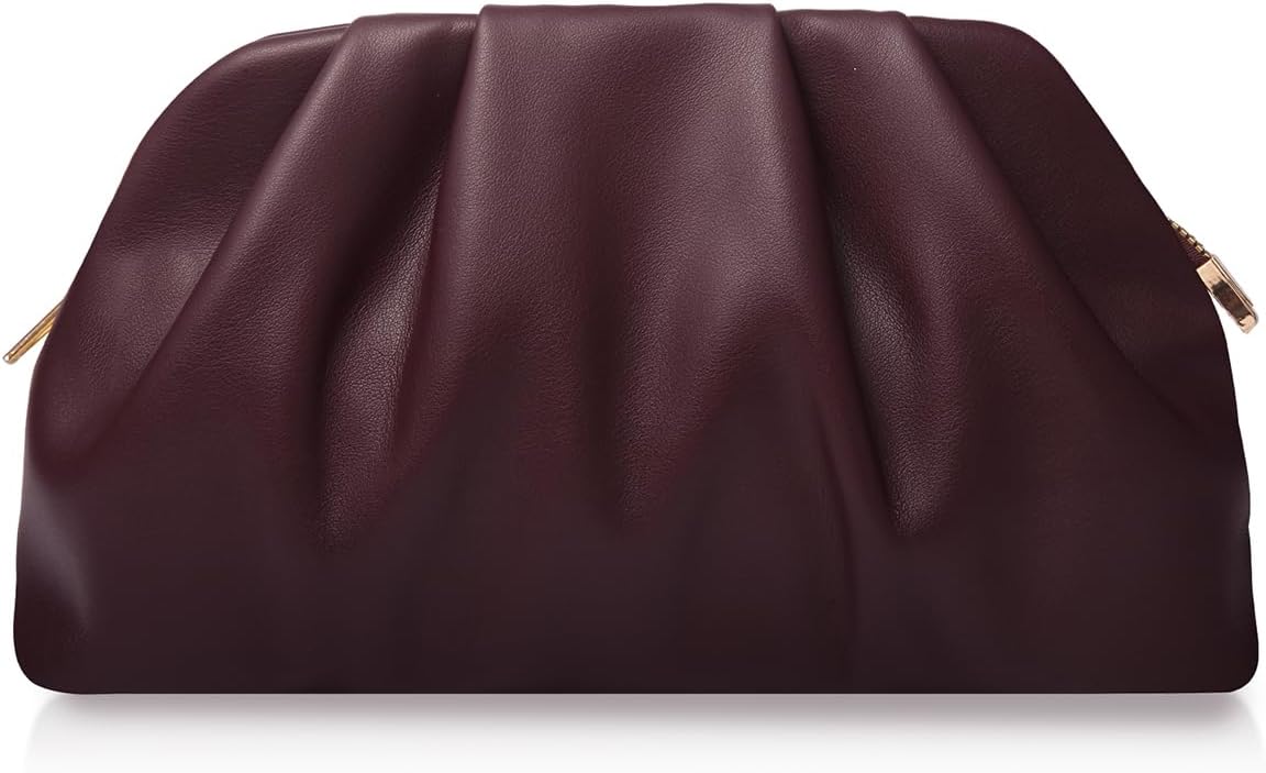 Clutch Purse for Women Soft Pleated PU Wedding Clutch, Elegant Evening Bag for Galas, Proms,Cocktail Parties