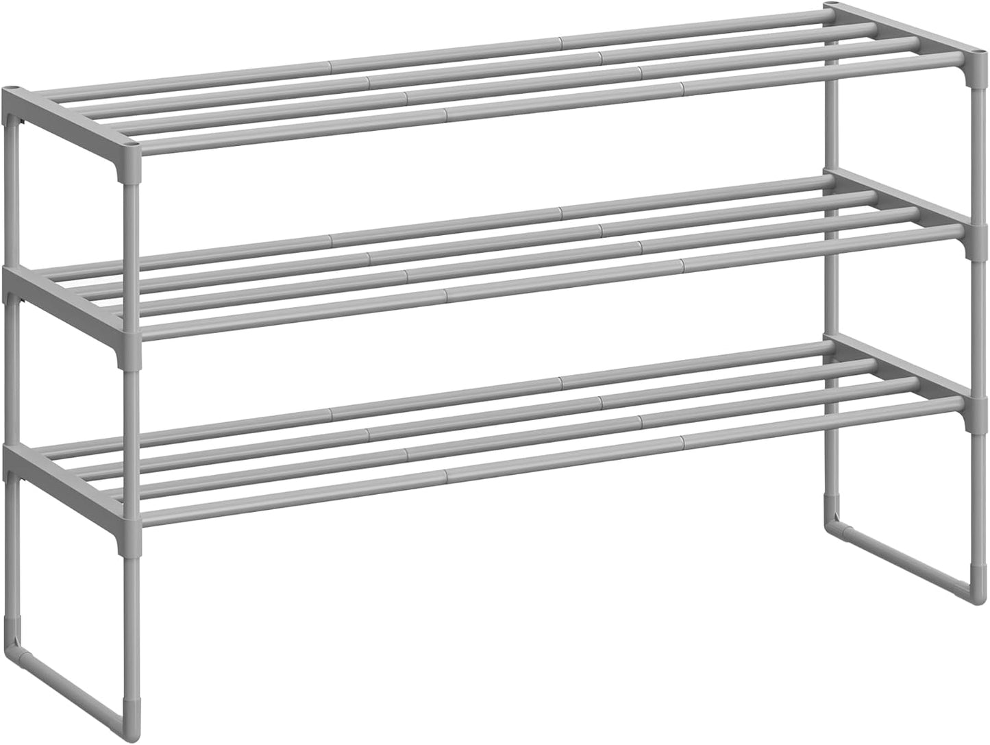 3-Tier Shoe Organizer, Metal Storage Shelf, for 16-20 Pairs, Stackable, for Entryway