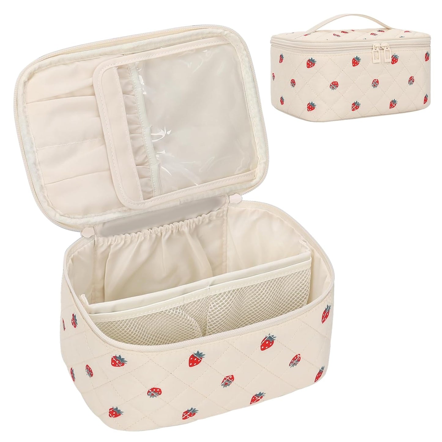 Makeup Bag, Portable Cosmetic Bag,  Makeup Case Organizer,  With Handle and Divider