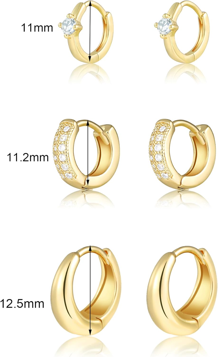 Gold Chunky Hoop Earrings Set for Women, 14K Gold Plated Twisted Huggie Hoop Earring, Thick Open Hoops Set Lightweight