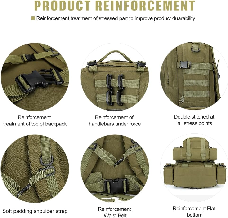 Large Military Tactical Backpack for Men, 40-50L Backpacks for Women, with Molle System