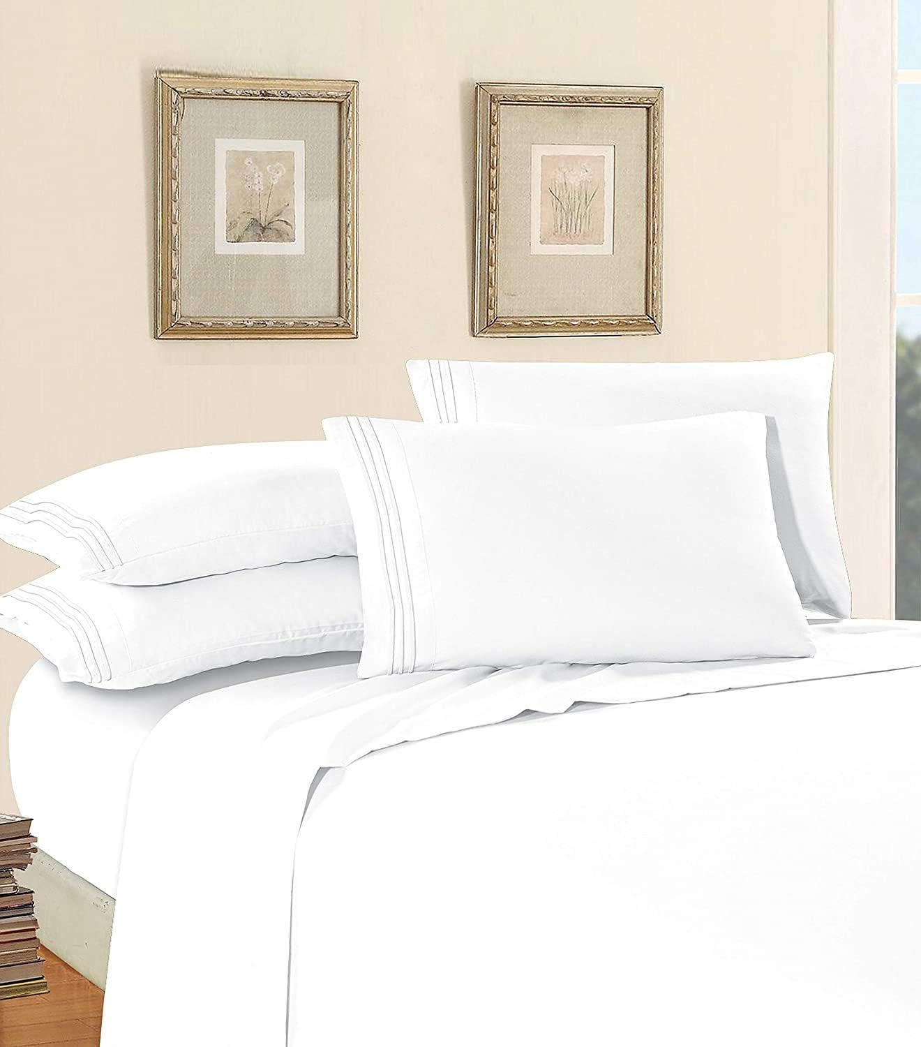 Resistant Coziest Bedding Set, All Around Elastic Fitted Sheet, Deep Pocket up to 16inch, Queen