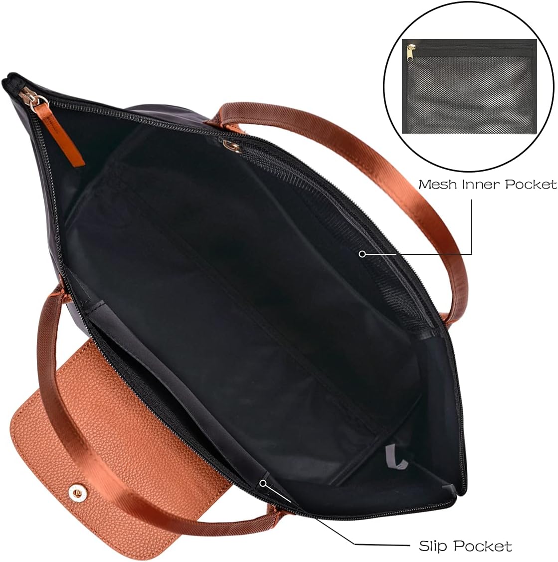 Shoulder Tote Bag for Women, Nylon Top-Handle Purse, Foldable Weekend Hobo Handbag