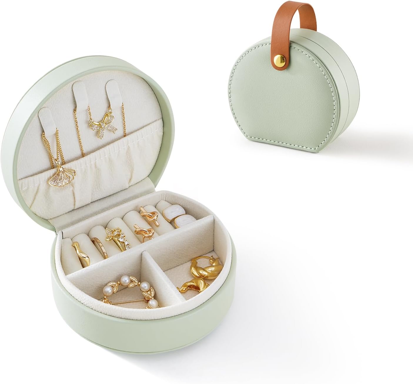 Small Travel Jewelry Case, Portable Jewelry Organizer Box for Necklace Rings Earrings
