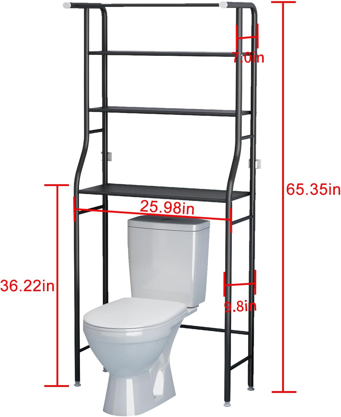 3-Tier Over The Toilet Rack,Bathroom Shelf Space Saver,Corner Stand Storage Organizer