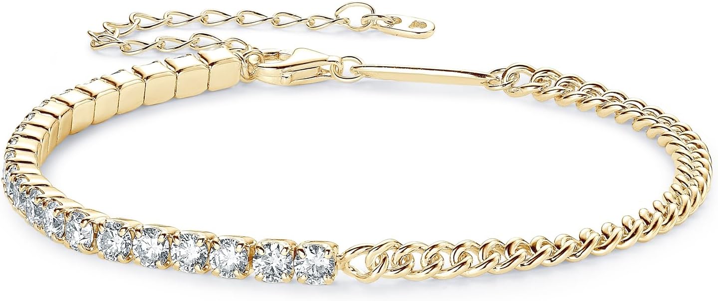 Moissanite Tennis Bracelet 2.2cttw D Color D Color VVS1 925 Sterling Silver Adjustable Cuban Link Bracelet for Women or Men