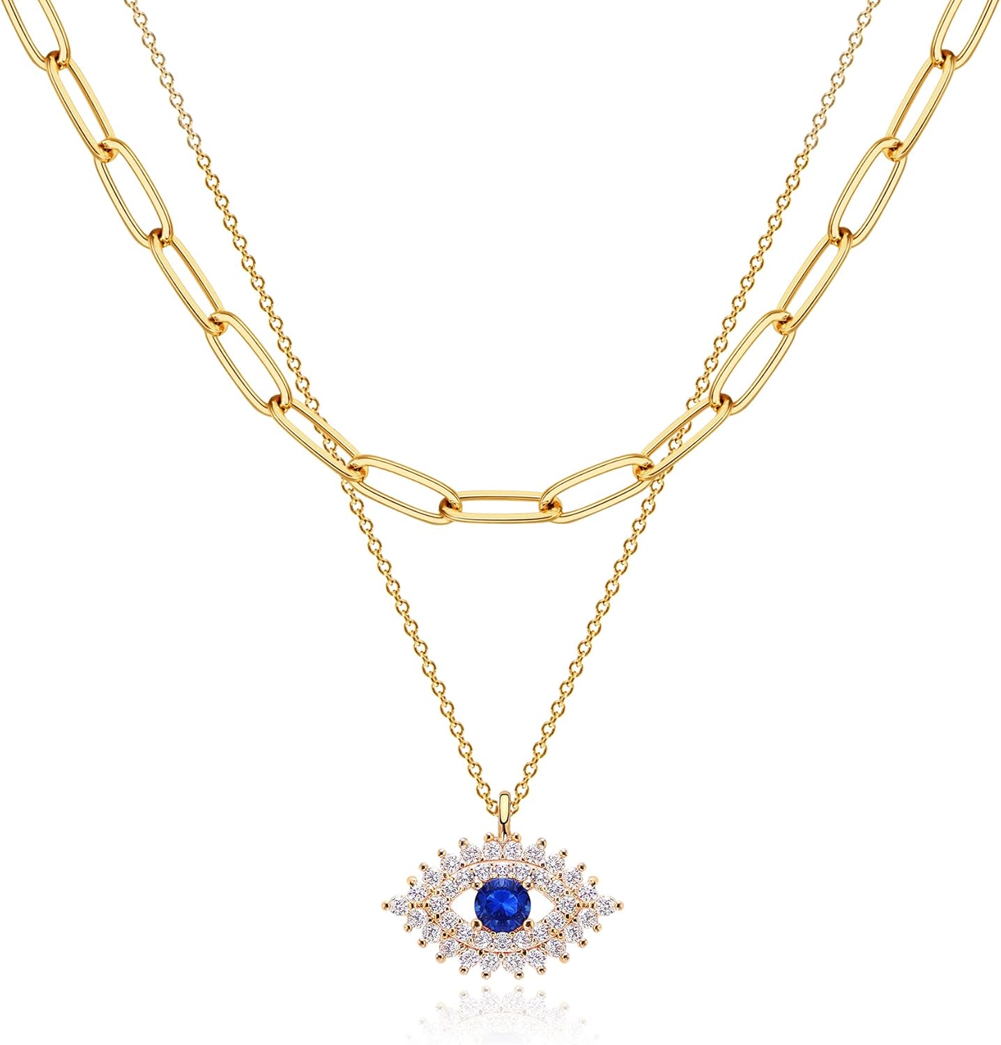 Layered Heart Necklace, Handmade 18K Gold Plated Dainty Choker With Arrow Bar Pendant for Women