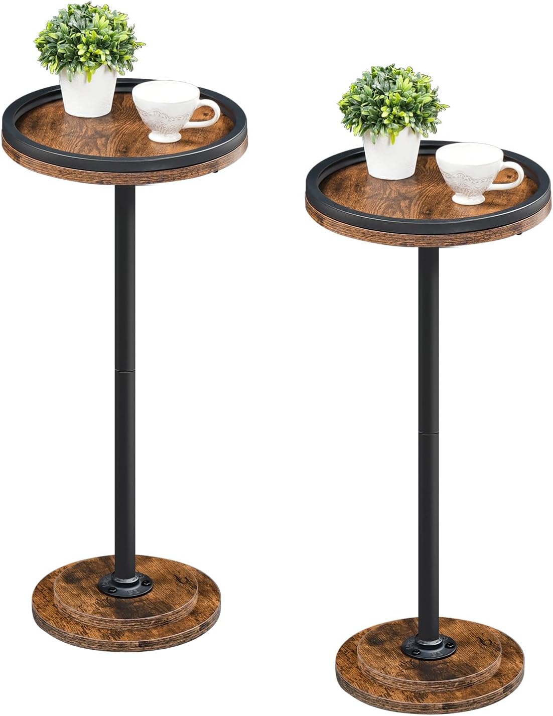 Small Side Tables, Set of 2, Round Coffee Drink Martini Tables with Pedestal for Small Spaces in Living Room