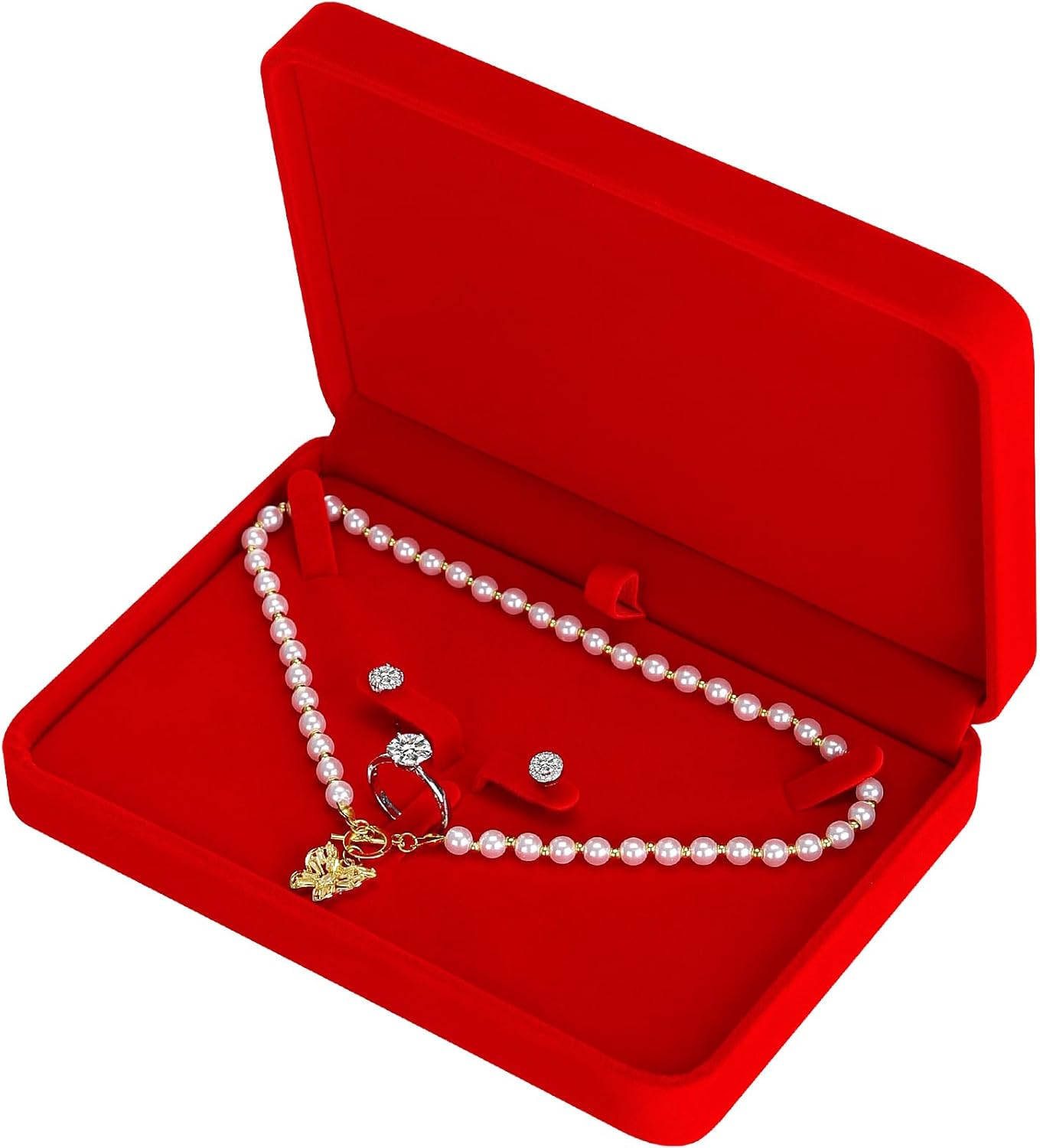 Large Jewelry Set Box, Necklace and Ring Earring Pendant Gift Box, Pearl Necklace Storage Case