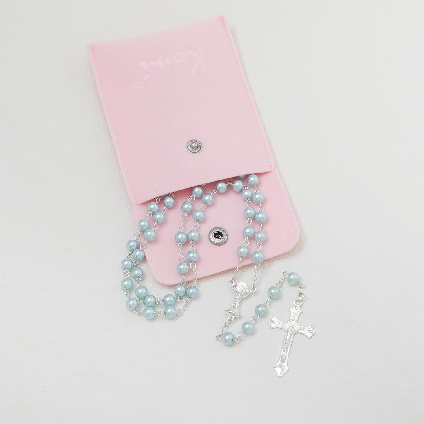 6mm Pearl Rosary Beads With Crucifix - Women's Catholic Prayer Necklace, Gift Box & Pouch Included