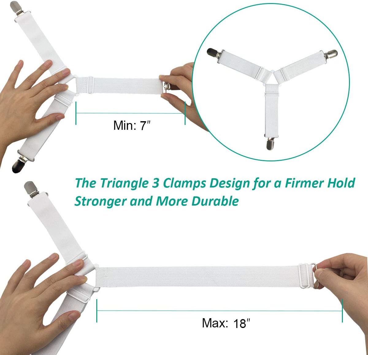 Bed Sheet Fasteners, Bed Corner Holder and Keepers and the Bed Sheet Grippers Clips (Set of 4)