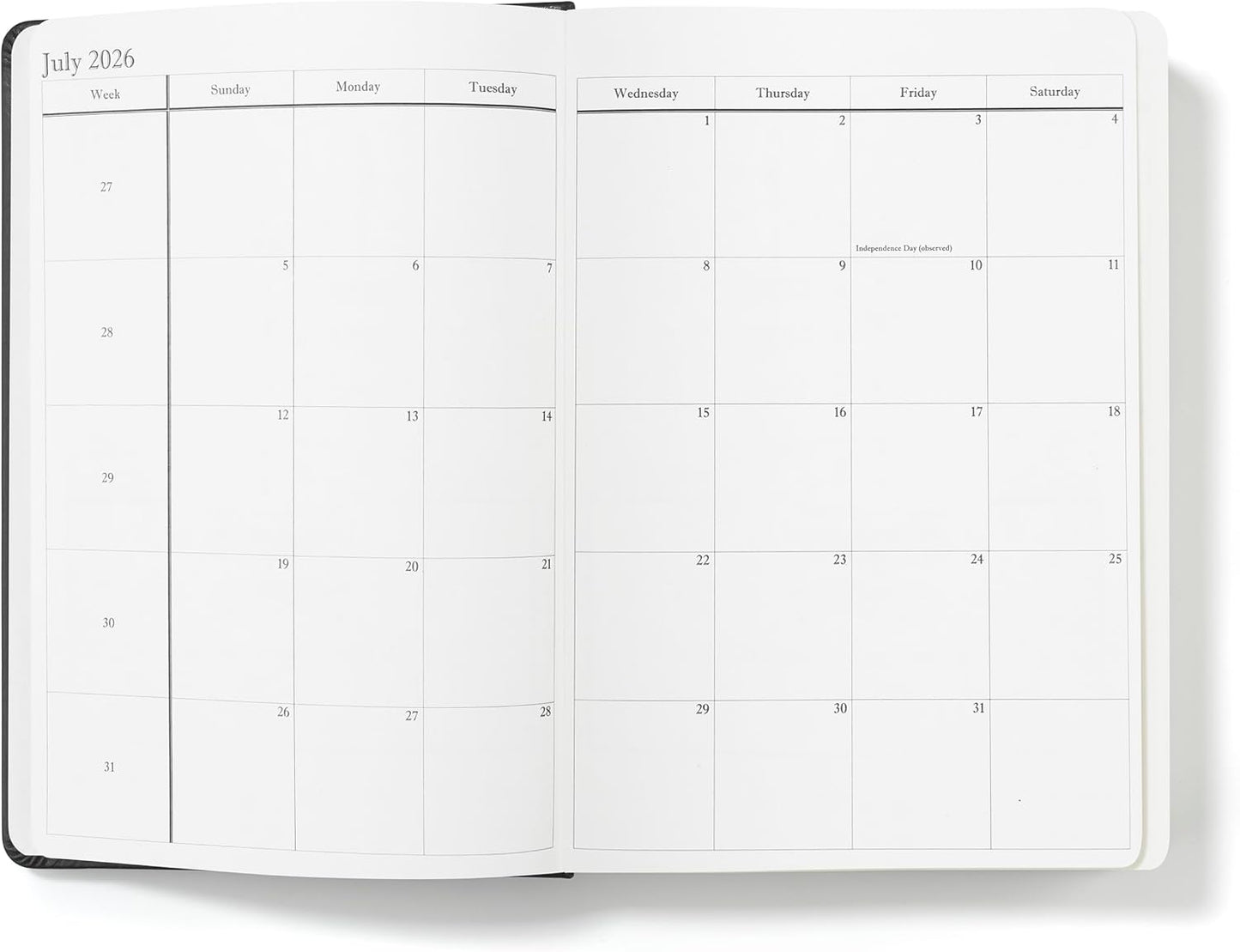 OMOMMD Executive 2026 Daily Journal Planner – US Public Holidays & Format – Customization Available (Black, 8.5"×5.5")