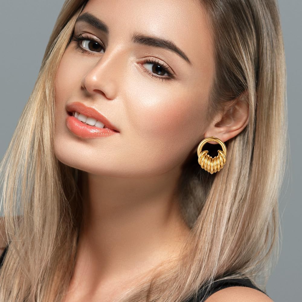 11 Pairs Trendy Gold Knot Earrings for Women Chunky Statement Long Link Drop Dangle  Lightweight Jewelry Set