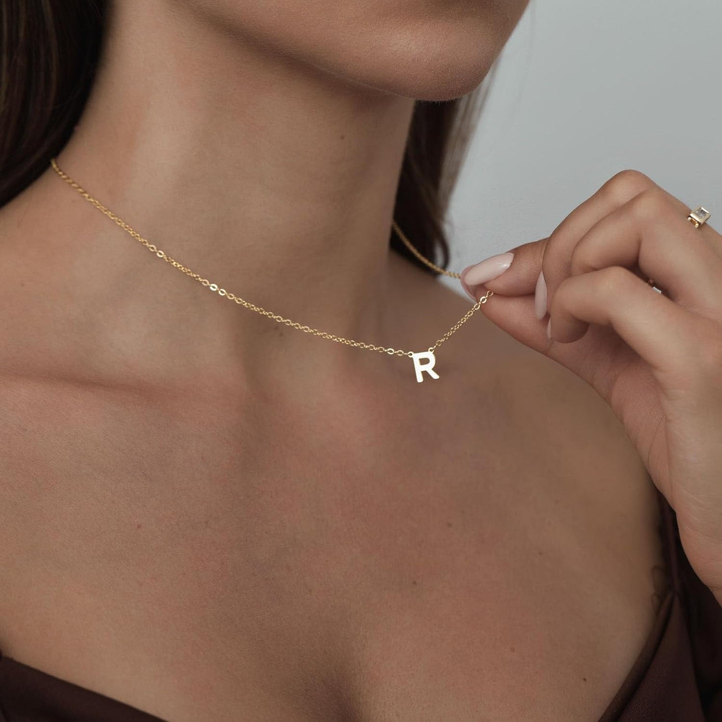14K Gold Plated Initial Necklace, Personalized A-Z Letter Pendant, Dainty Minimalist Jewelry Gift for Women