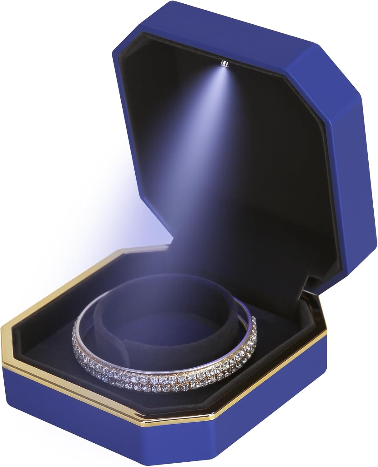 with LED Light, Small Jewelry Box for Wedding, Engagement, Proposal, Birthday and Anniversary