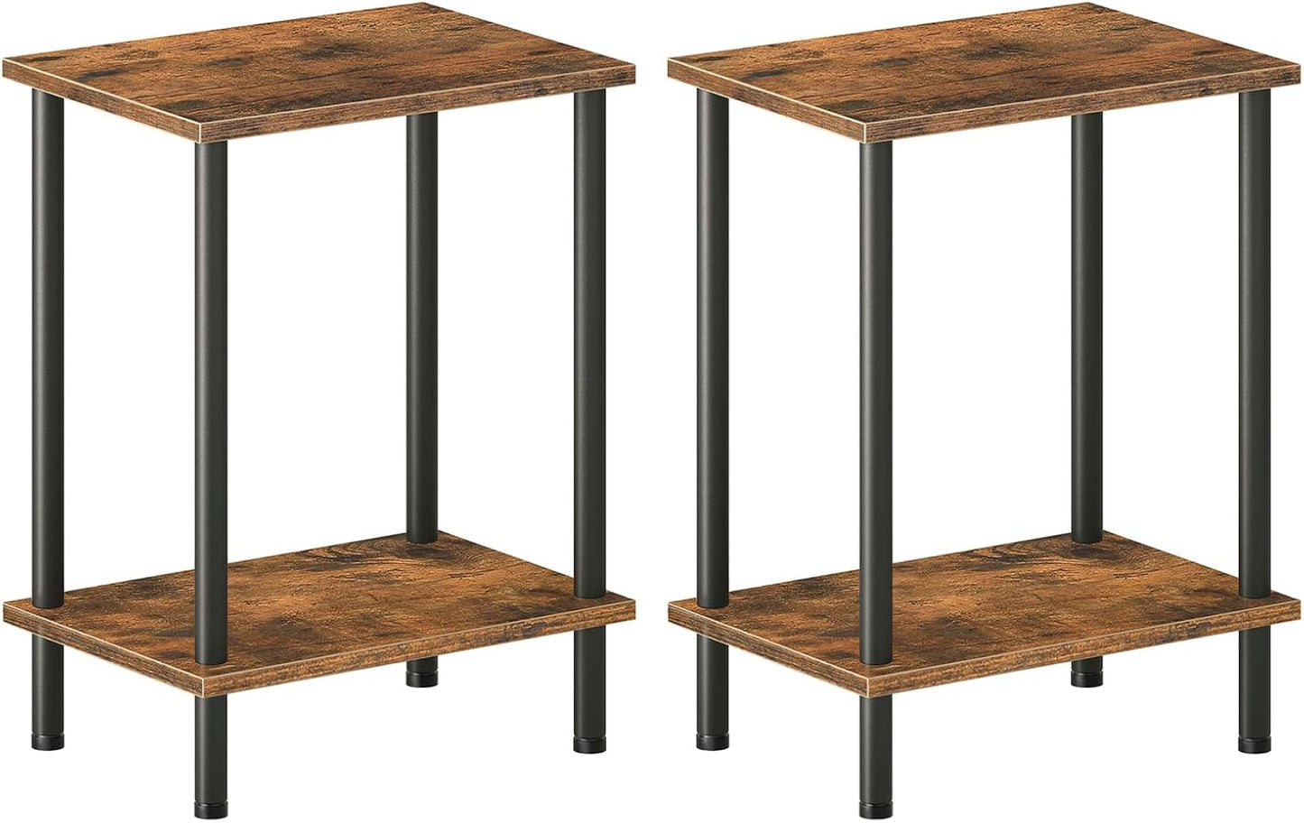 End Tables Set of 2, Small Side Table, Nightstand with 2-Layer Storage Shelves, Easy Assembly