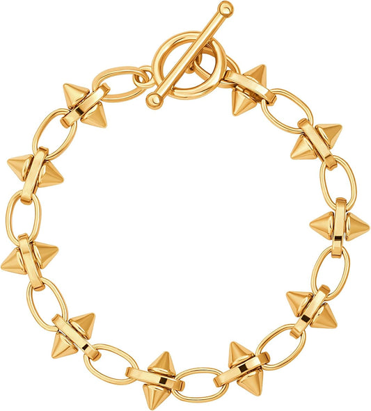 18k Gold Plated Personalized Chunky Cuban Oval Link Chain Bracelets for Men Toggle Rope Bracelet Jewelry for Women