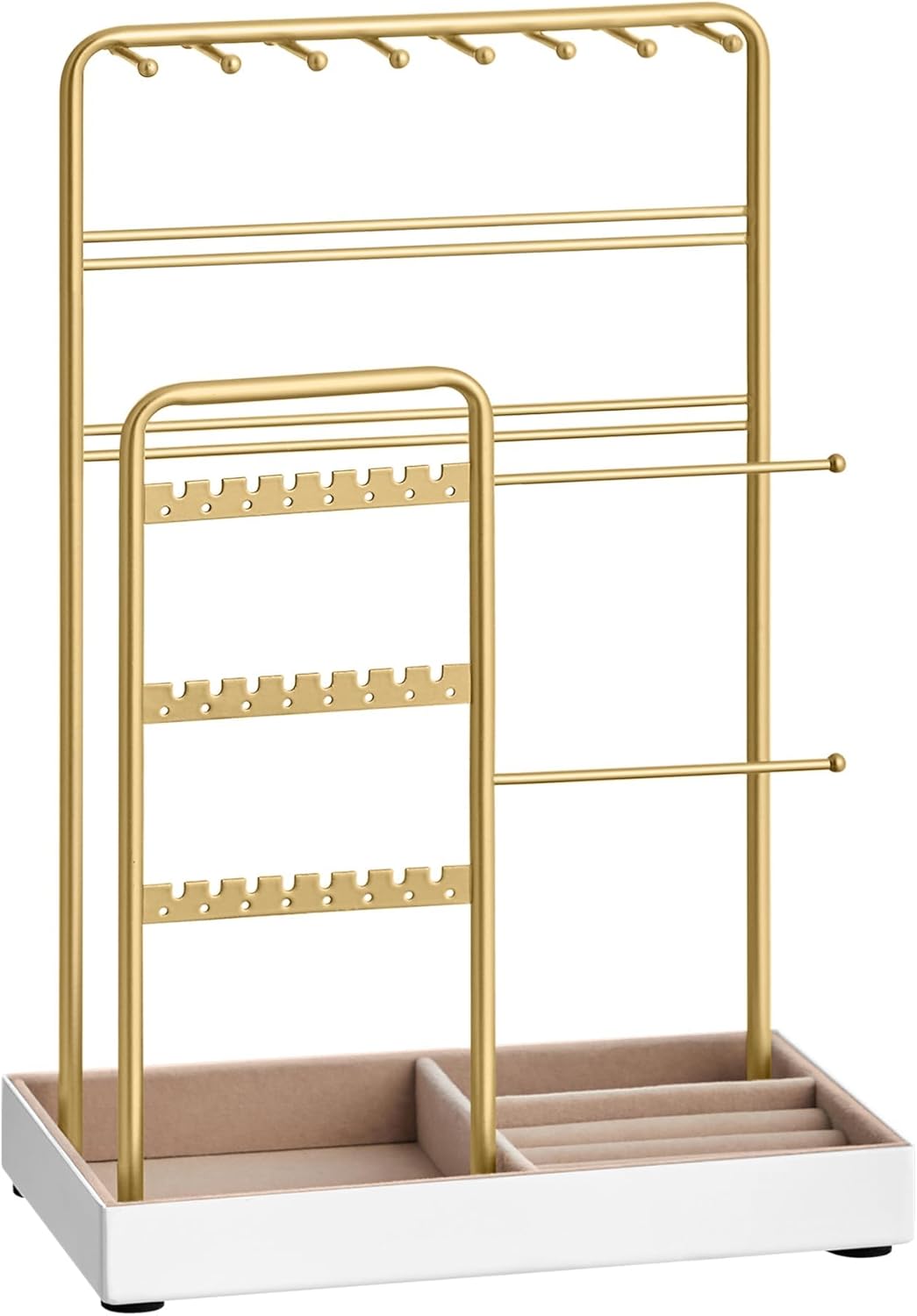 Jewelry Holder, Jewelry Organizer, Jewelry Display Stand with Metal Frame, Necklace Earring Bracelet Holder, for Studs, Rings