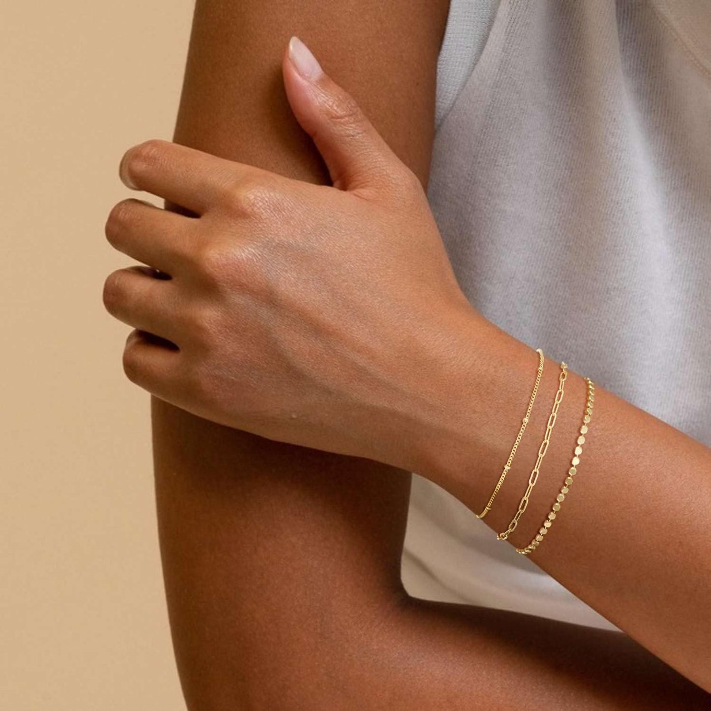 Gold Bracelets for Women, 14K Dainty Gold Plated Stackable Bracelets for Women Trendy Waterproof CZ Tennis Bracelet Set