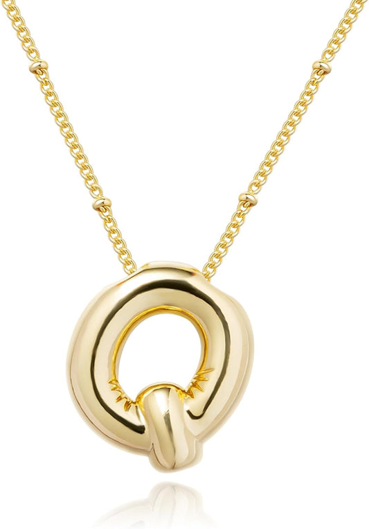 Bubble Initial Necklace; 14K Gold Plated Balloon Letter Pendant; Custom Name Jewelry; Trendy Chunky Gift for Women