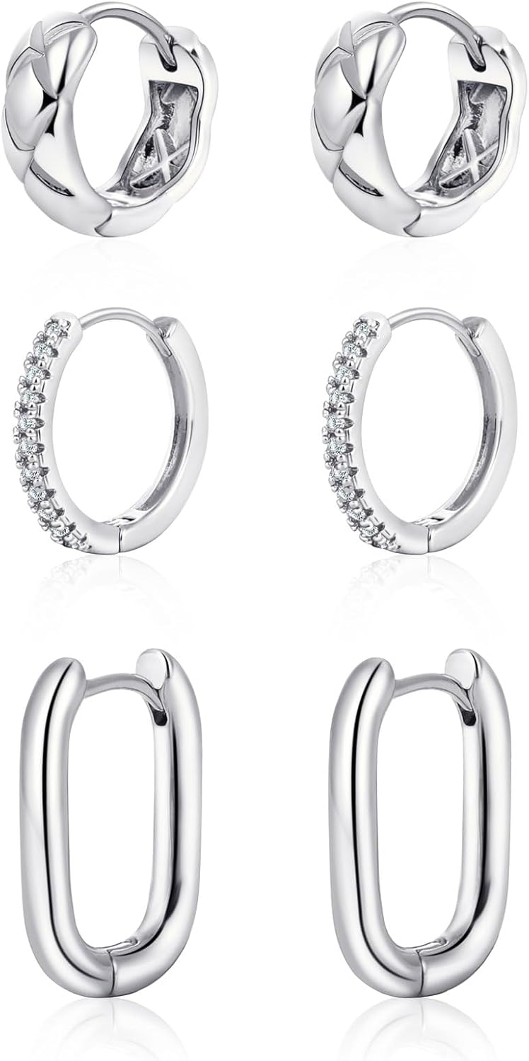 Gold Chunky Hoop Earrings Set for Women, 14K Gold Plated Twisted Huggie Hoop Earring Thick Open Lightweight Chunky Hoop