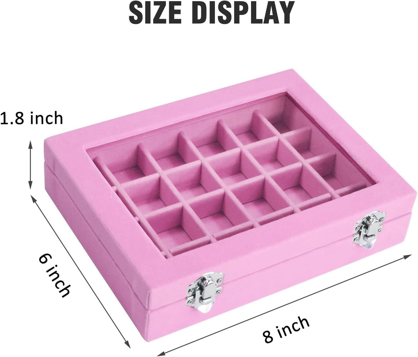Jewelry Box 24 Grid Jewelry Ring Display Organiser Box Tray Holder Earrings Storage Case