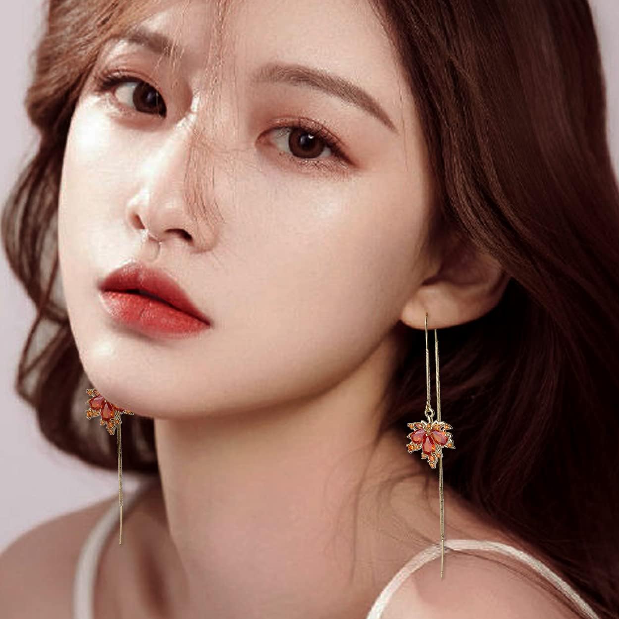 Sonateomber Gold Long Chain Threader Earrings for Women - Fashion Statement Drop Dangle Thread Earrings Jewelry Gift
